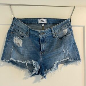PAIGE Women's Frayed Jean Shorts - Blue